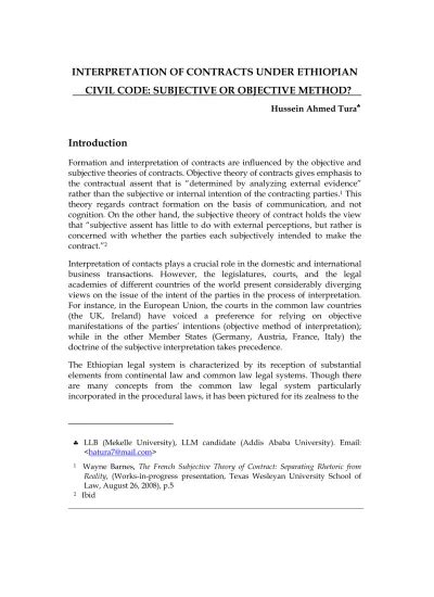 The Interpretation of Contracts under the Civil Code .